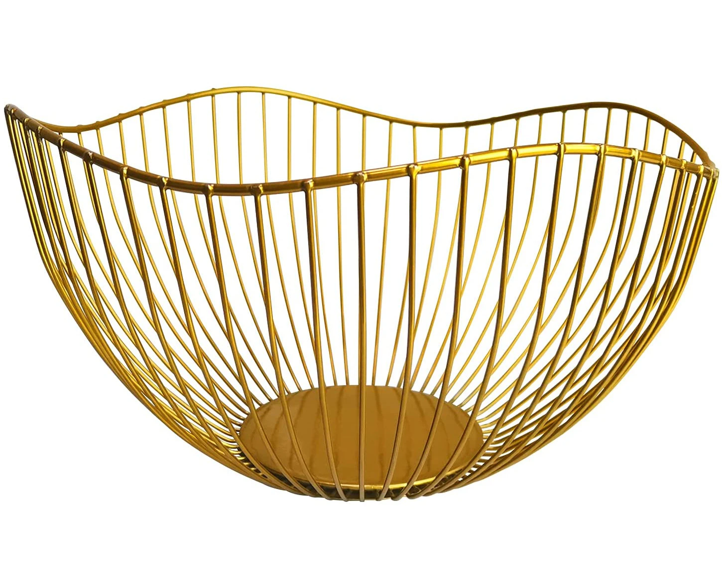 Wire Fruit Basket Gold Fruit Basket for Kitchen Countertop Corrugated Fruit Basket Serving Bowl Wire Fruit Basket for Fruits and Vegetables