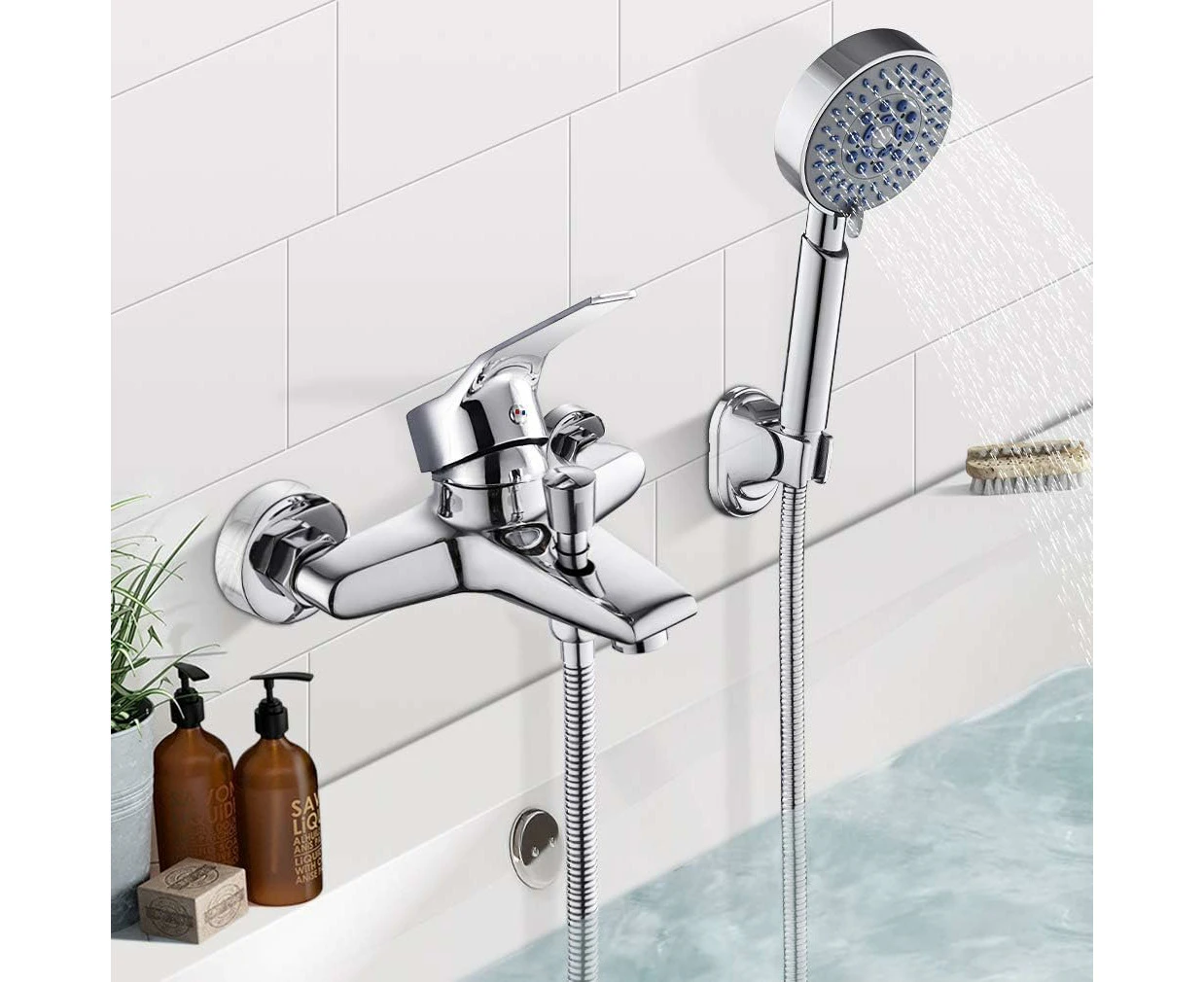 Wall Mounted Bath Faucet With Hand Shower, Bath Shower Faucet