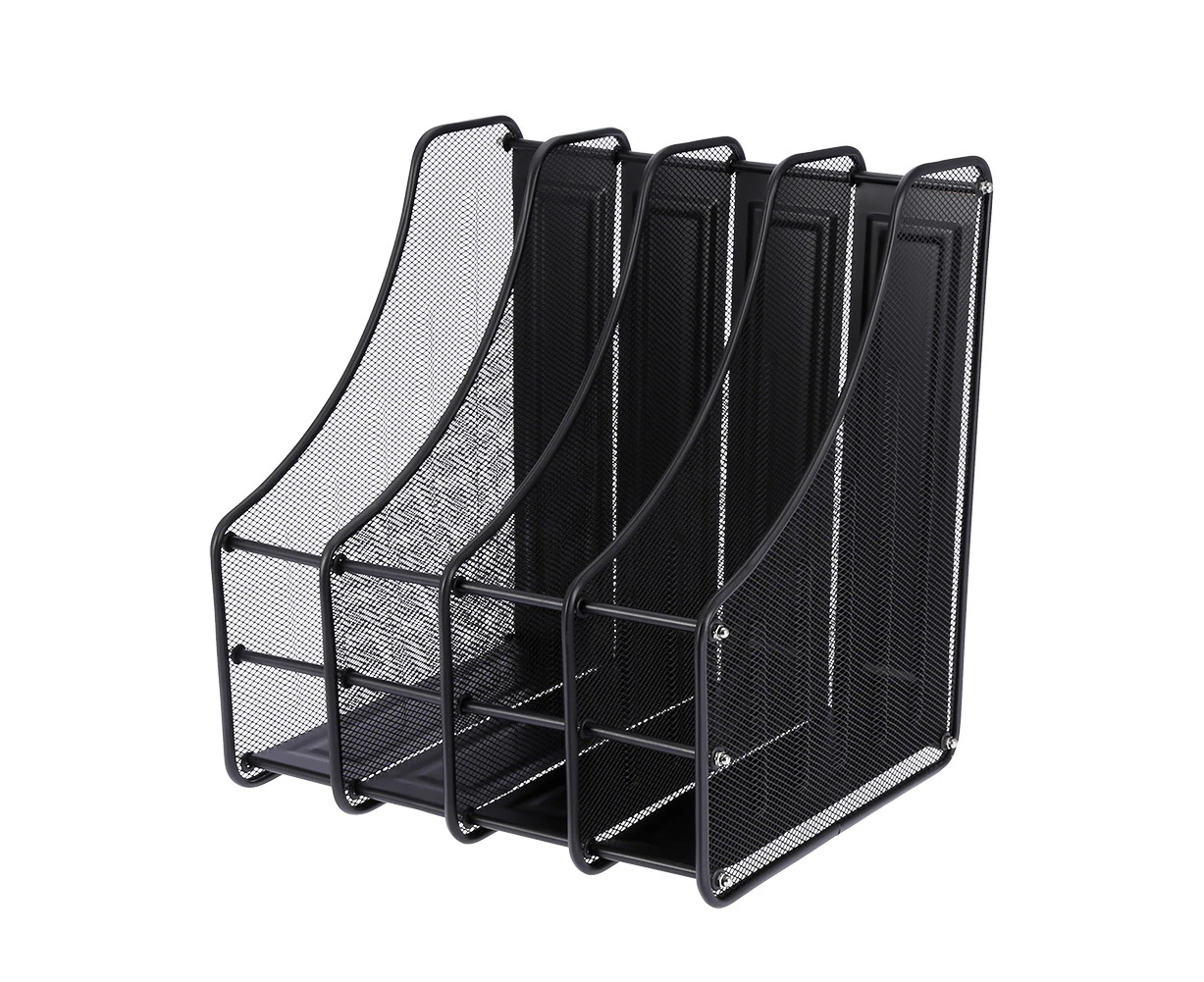 4 Slots Metal Magazine Book File Stand Organizer Sorter Vertical Holder Office Home School