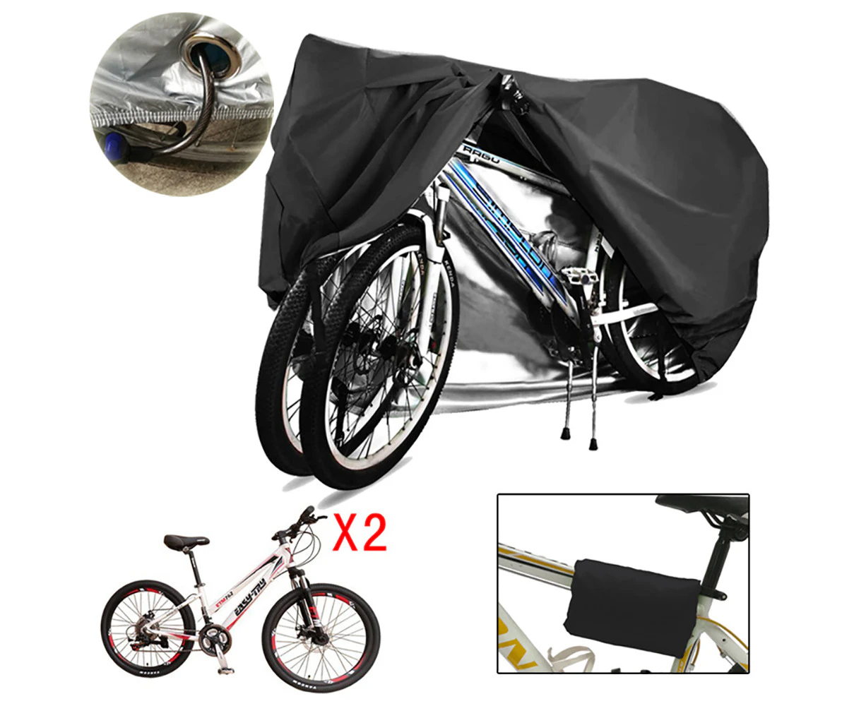 Bicycle Cover For 2 Bicycles Waterproof 210D Breathable Outdoor Bicycle Protective Cover With Lock Eyelets Protection