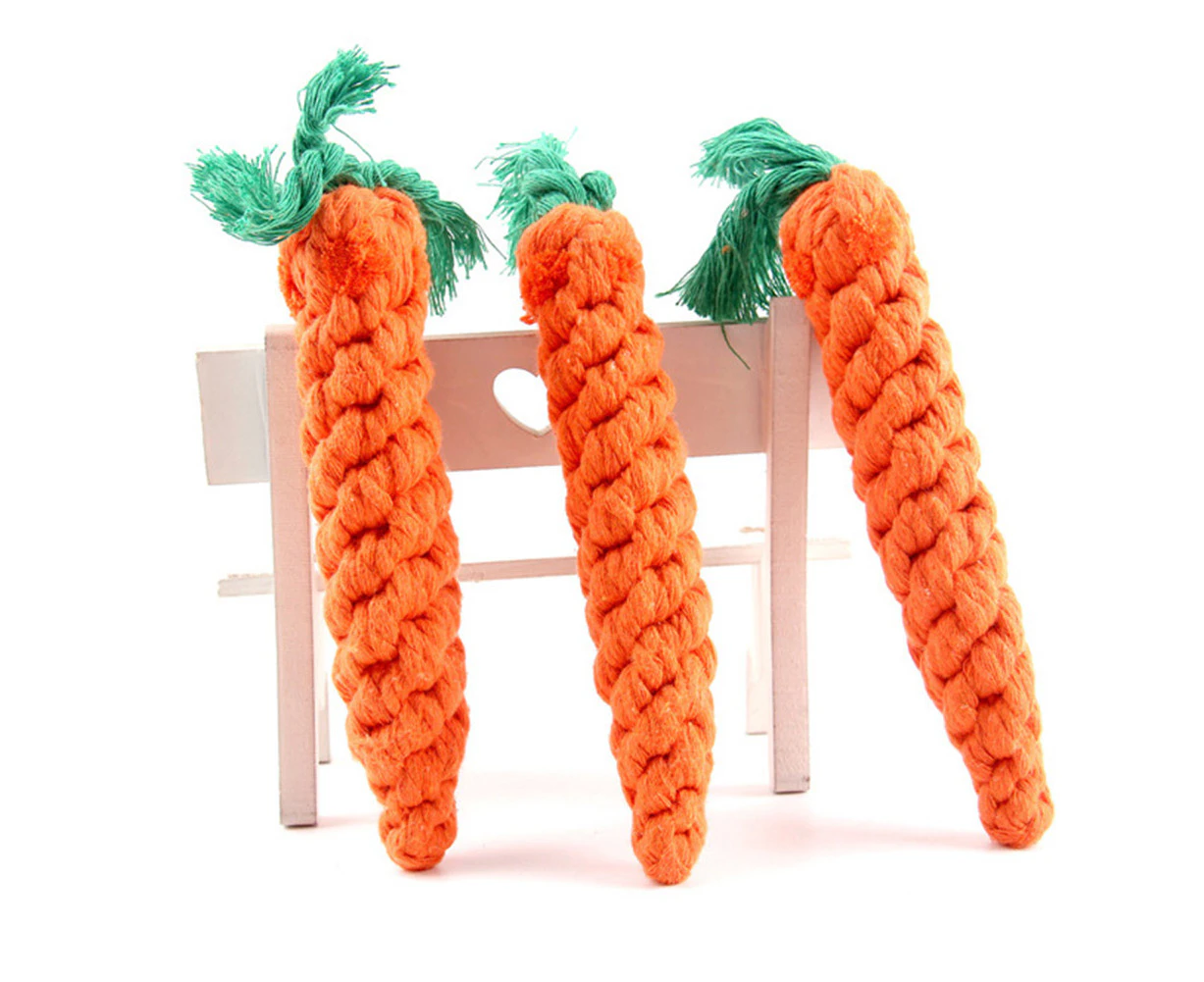 Pet Dog Puppy Carrot Shape Cotton Rope Tooth Cleaning Care Chew Training Toy