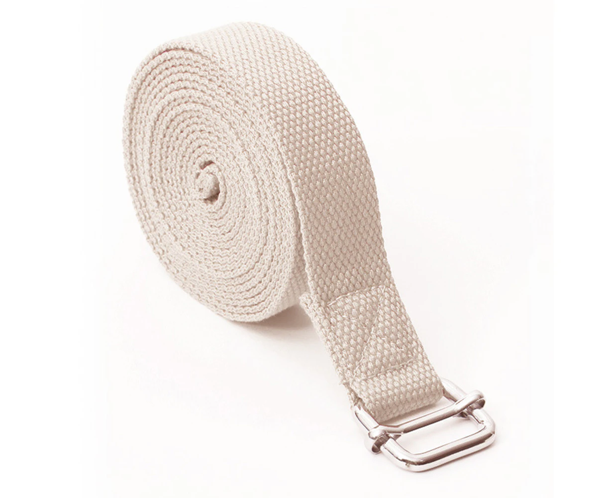 Yoga Band -Tool for Flexibility | Exercises | Yoga Belt Strap with Adjustable Metal Sliding Buckle - White