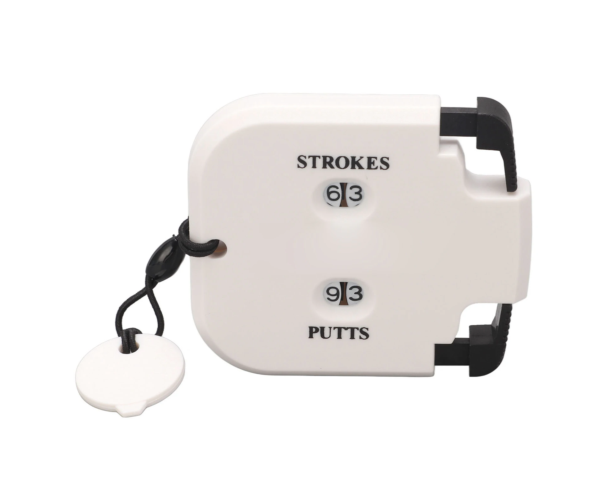 Golf Score Counter Plastic 2 Digits Stroke Putts Counting Clicker With Auxiliary Zeroing Function For 2 Players White Body Black Press