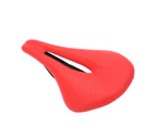 155Mm Widen Carbon Fiber Leather Bicycle Saddle Cushion Hollow Cycling Road Bike Cushion Red