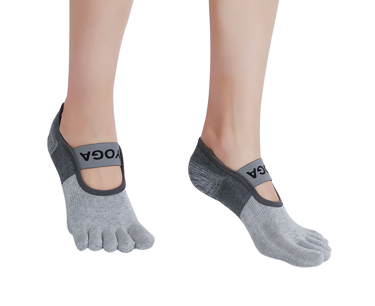 Women's Full Toe Grip Non-Slip for Ballet, Yoga, Pilates, Barre Toe Socks - Grey