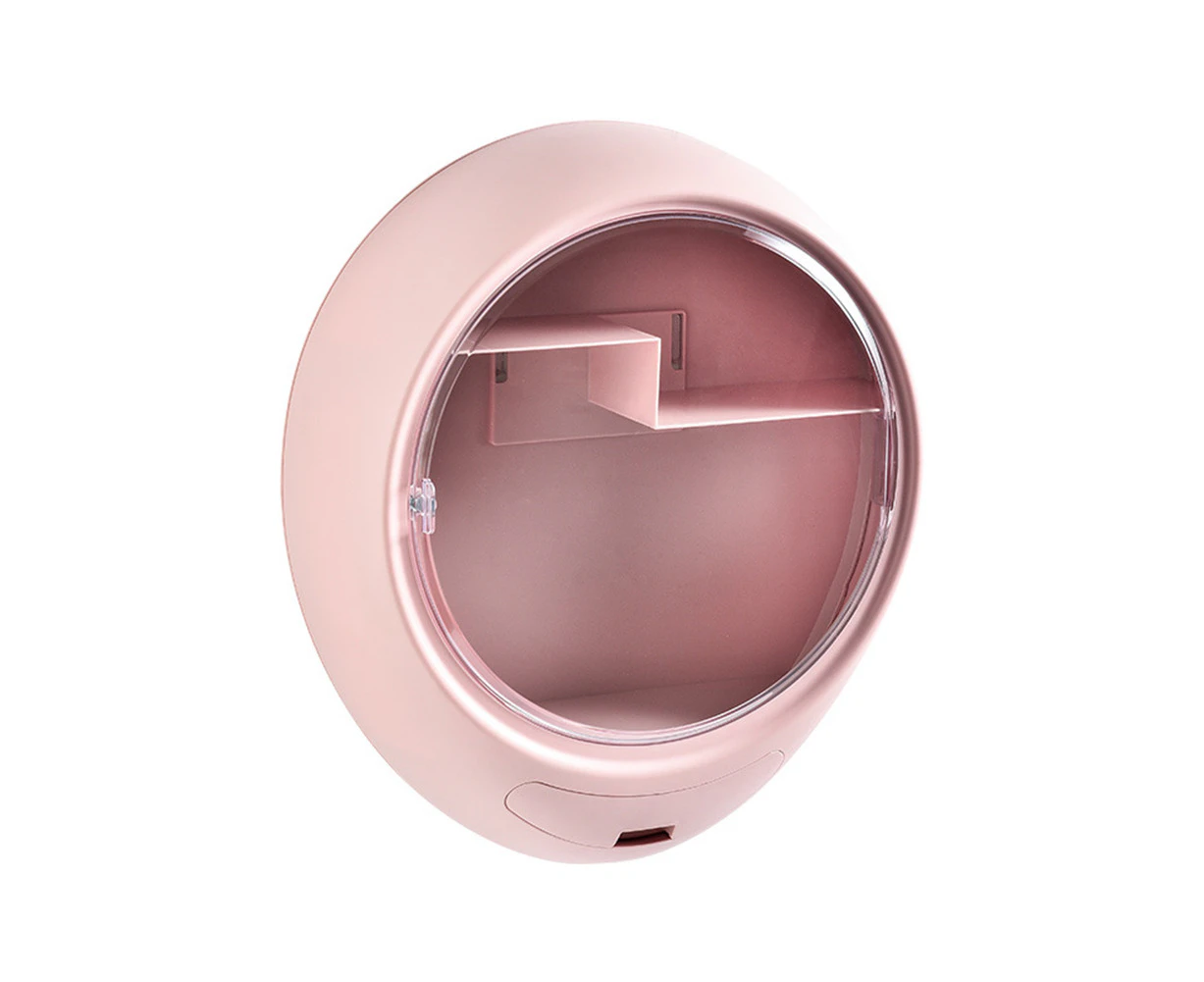 Fufu Wall-mounted Dust-proof Cosmetic Makeup Storage Display Holder Organizer Box-Pink