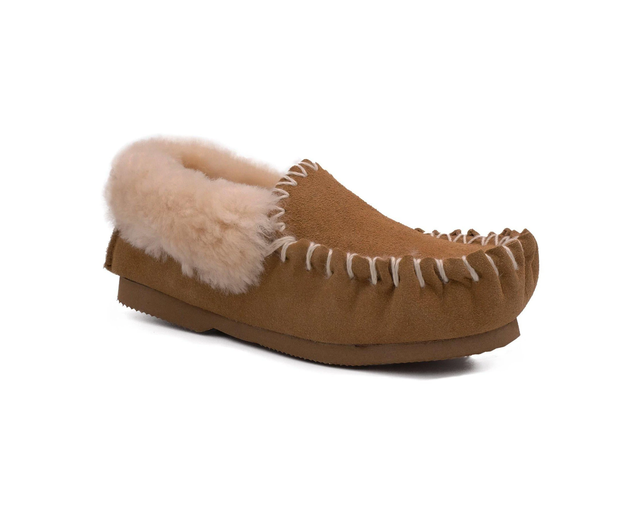 Super Ugg Australia - Traditional Unisex Sheepskin Moccasins - Premium Australian Sheepskin - CHESTNUT