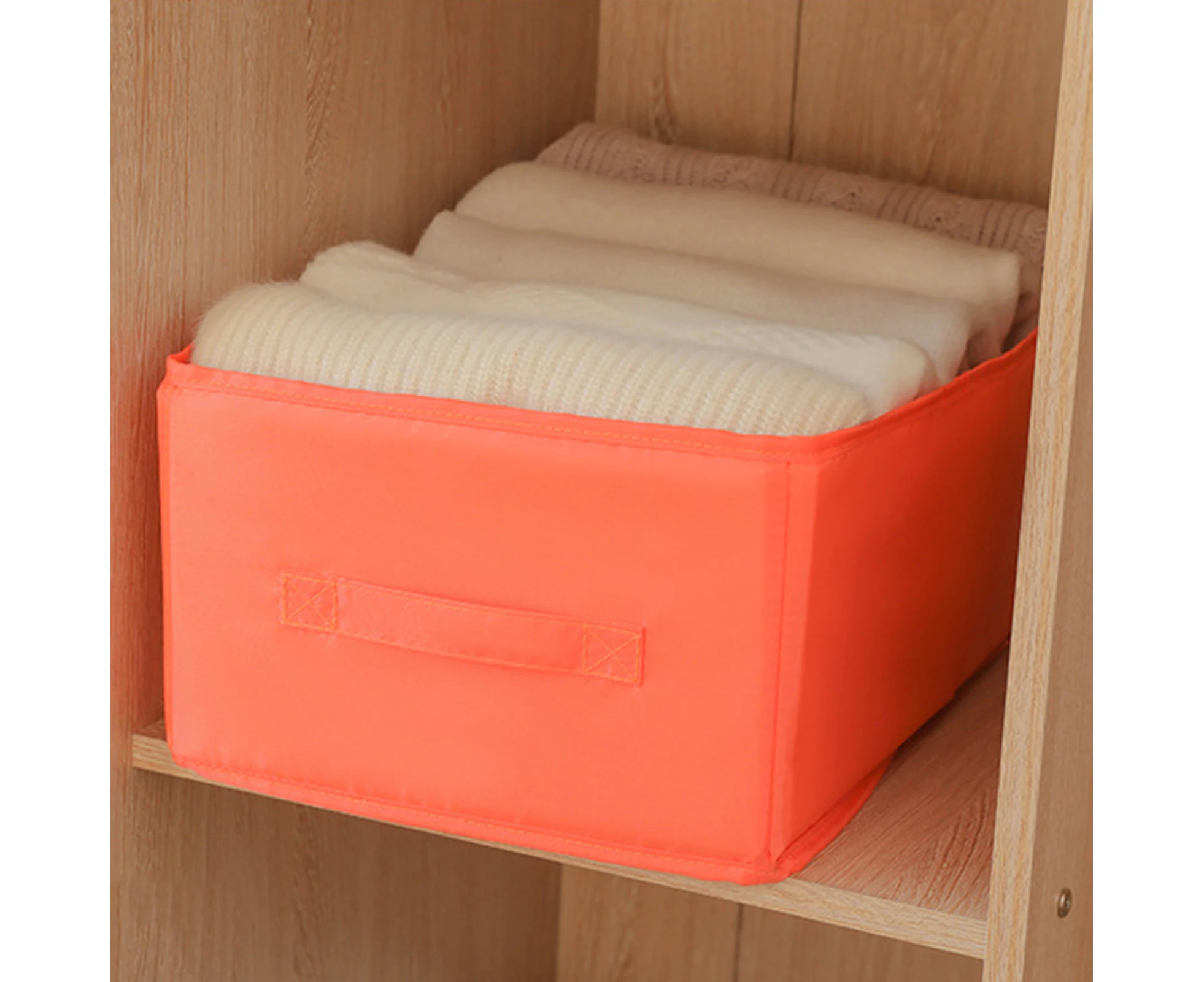 Wardrobe Organizer Washable Foldable Fabric Large Capacity Wardrobe Drawer for Bedroom - Orange