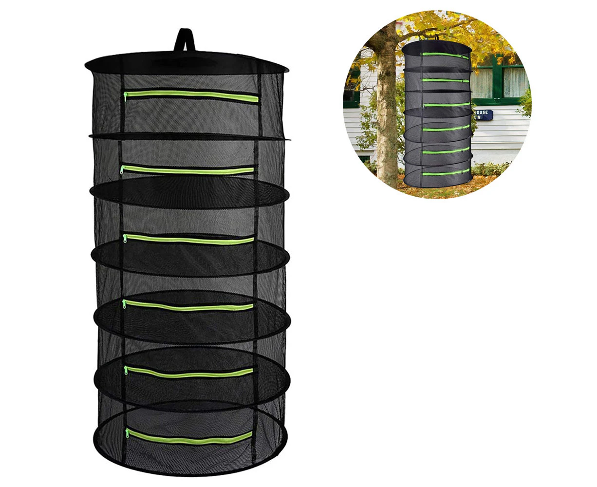 6 Layer Mesh Plant Drying Net Hanging Foldable Net Black Zippered Herb Drying Net Herb Dryer