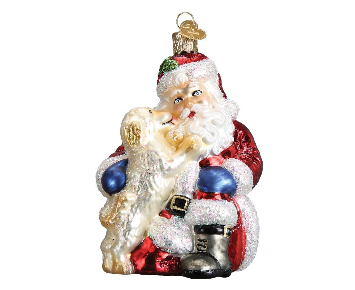 Old World Christmas Santa's Puppy Love Handcrafted Hanging Tree Ornament