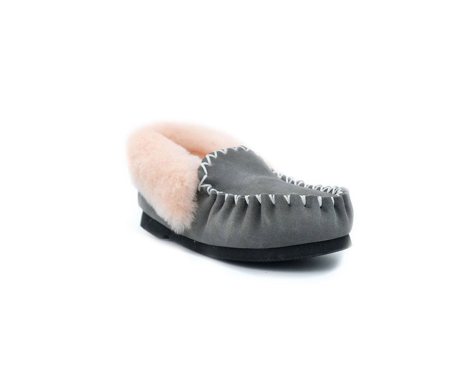 Super Ugg Australia - Traditional Unisex Sheepskin Moccasins - Premium Australian Sheepskin - GREY/PINK