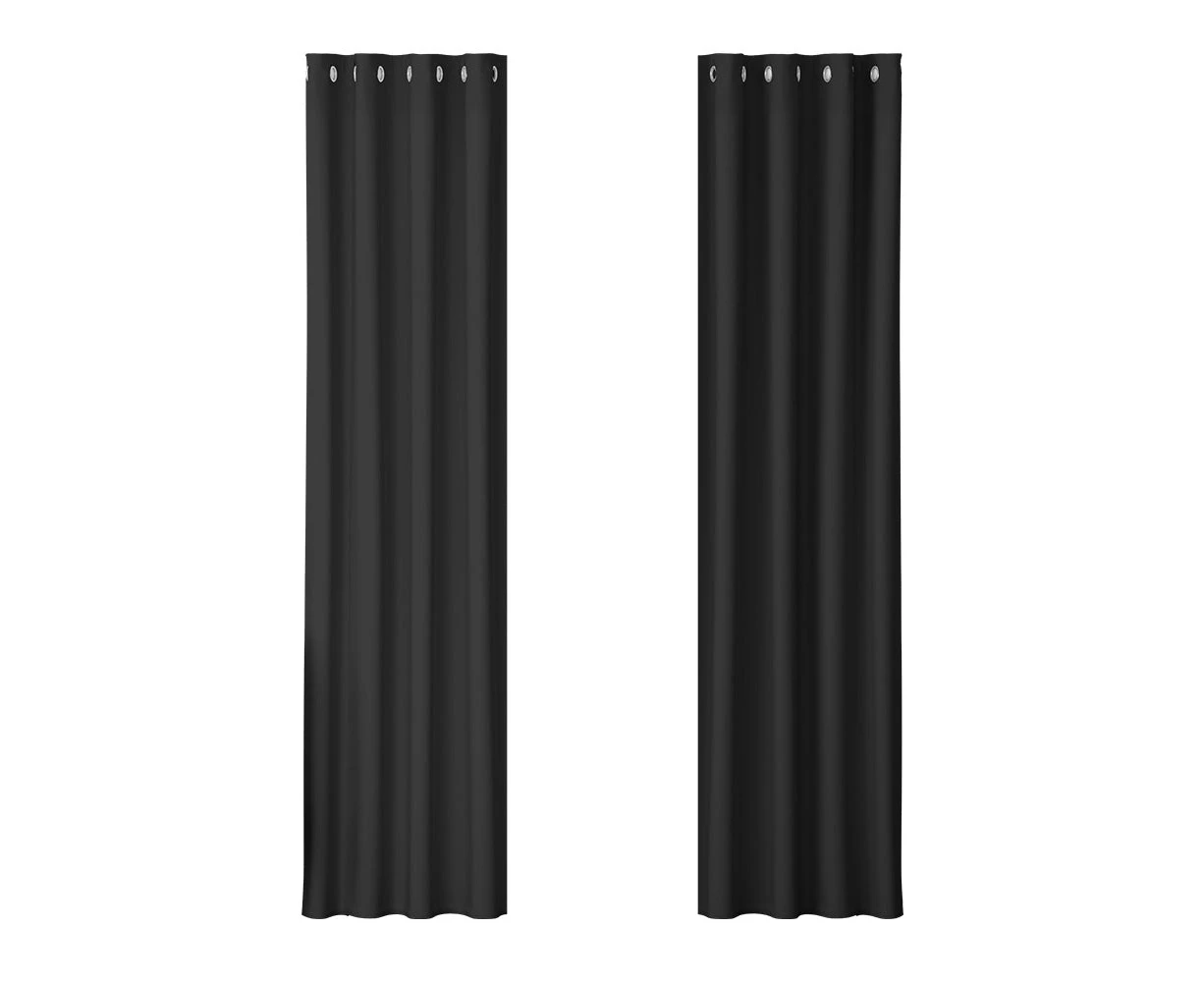 Artiss 2X Blockout Curtains Blackout Window Curtain Eyelet 140x230cm Black