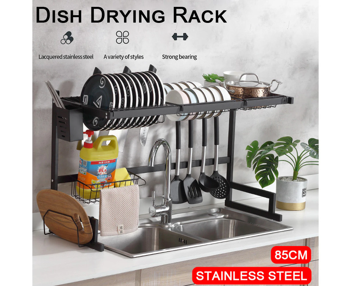 BJWD 85cm Over Sink Dish Drying Rack Drainer Stainless Steel Kitchen Cutlery Holder