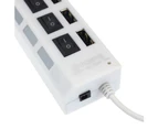 Portable LED Indicator Light 7 Ports USB 2.0 Adapter Charge Hub with Switch - Black