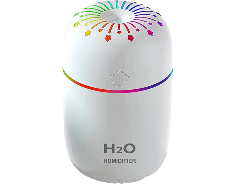 Portable Mini USB Personal Humidifier, Cool Mist Humidifier with Colorful Night Light white