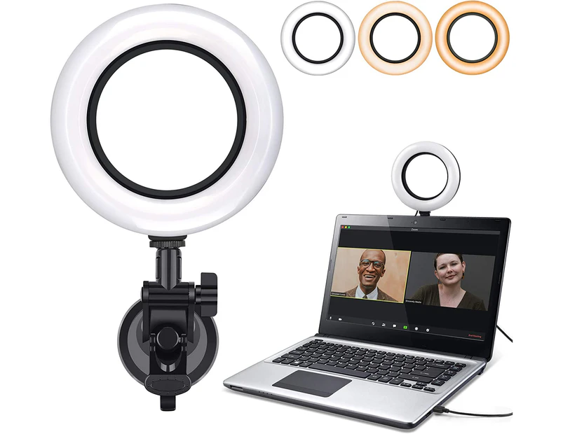Video Conference Lighting Kit, Computer/Laptop Moniter Led Video Light Dimmable 6500K Ring Light Ring Light