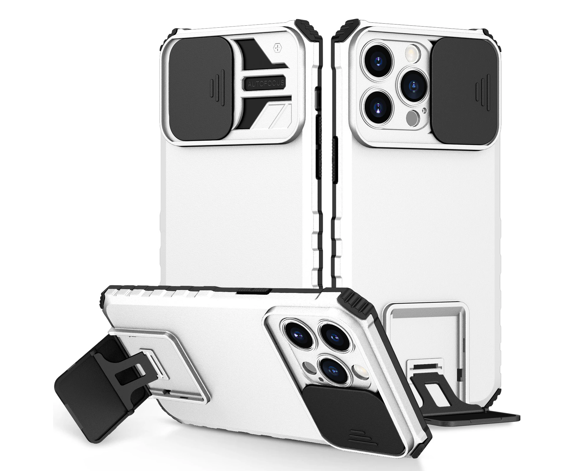 HT iPhone 14 Pro Max Case with Slide Camera Cover - White