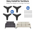 7" / 17.5Cm Furniture Legs, 4 Modern Metal Diamond Triangle Furniture Feet Diy Replacement For Cabinet Cupboard Sofa Couch Chair Ottoman,Black,6" / 15Cm