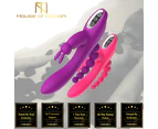 Triple Penetration Rabbit Vibrator Rechargeable G Spot Anal Clitoral Stimulation - Purple