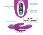 Triple Penetration Rabbit Vibrator Rechargeable G Spot Anal Clitoral Stimulation - Purple