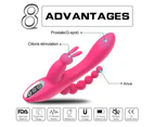 Triple Penetration Rabbit Vibrator Rechargeable G Spot Anal Clitoral Stimulation - Purple