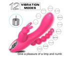 Triple Penetration Rabbit Vibrator Rechargeable G Spot Anal Clitoral Stimulation - Purple