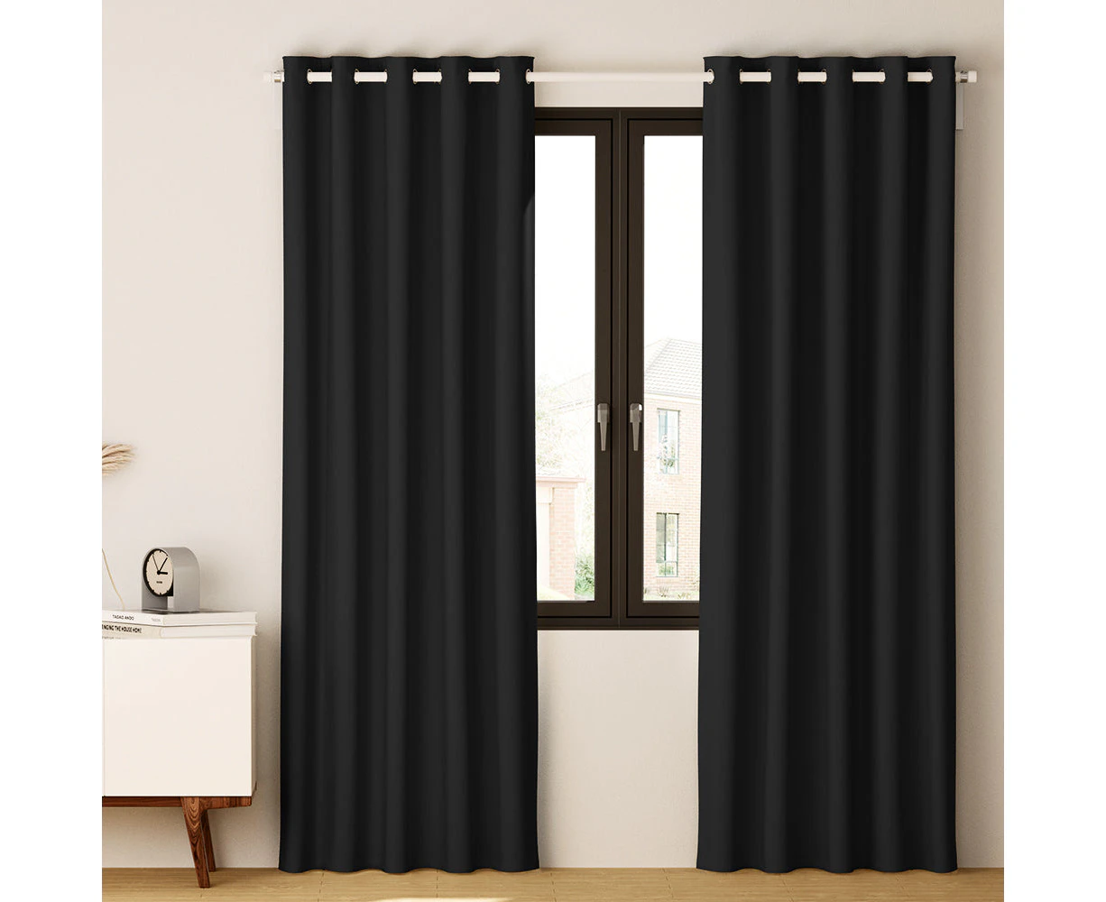 Artiss 2X Blockout Curtains Blackout Window Curtain Eyelet 240x230cm Black