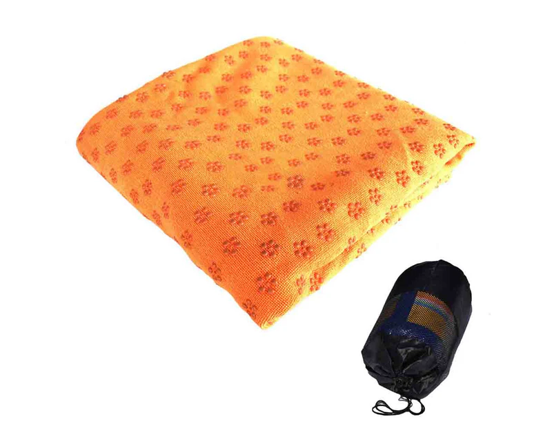 Yoga Towel,Hot Yoga Mat Towel - Sweat Absorbent Non-Slip for Hot Yoga, Pilates and Workout - Orange