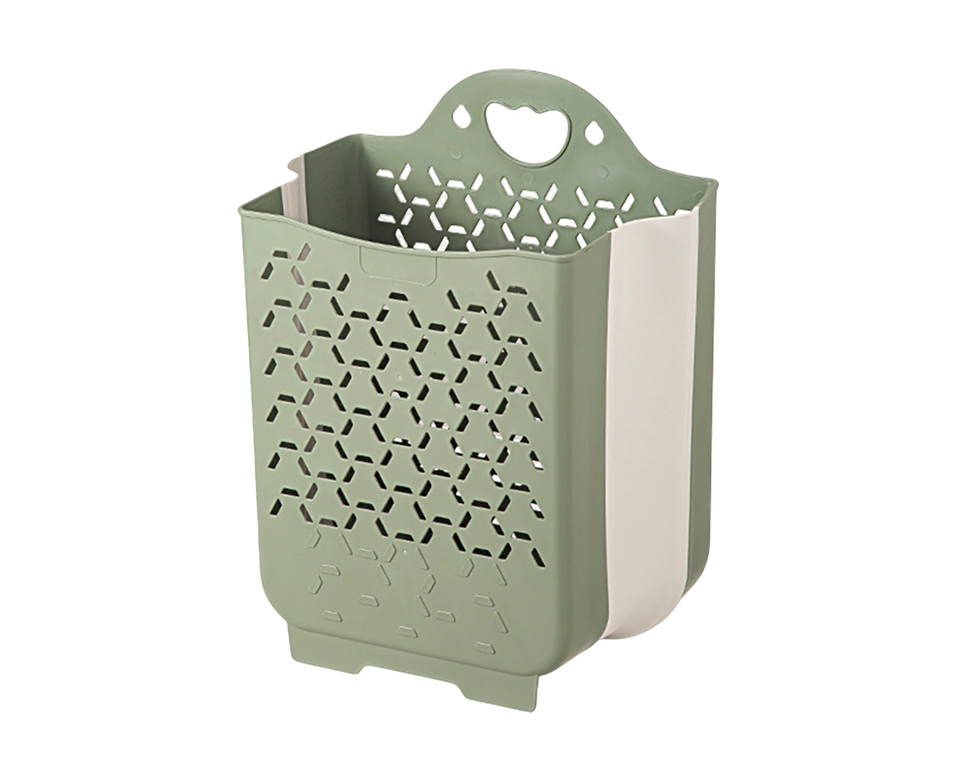 Wall-mounted Stable Standing Hollow Laundry Basket Folding Dirty Clothes Storage Bucket Bathroom Gadget - Green