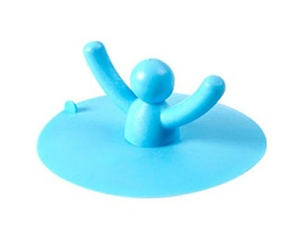 Liftable Little Man Shape Kitchen Basin Sink Waterproof Floor Drain Cover Strainer - Blue