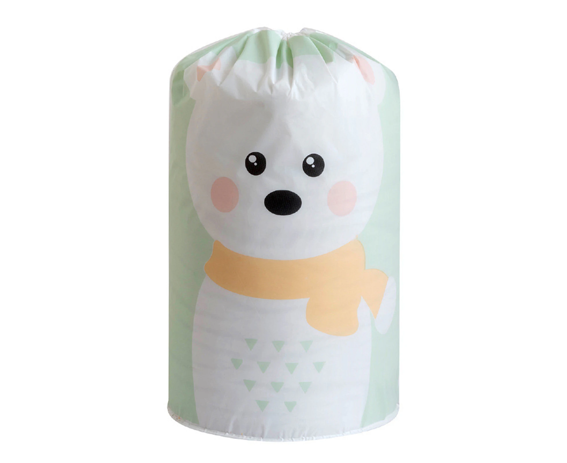 Waterproof Quilt Storage Pouch Large Capacity Cylindrical Type Cartoon Animals Print Quilt Organizer Household Supplies - Green