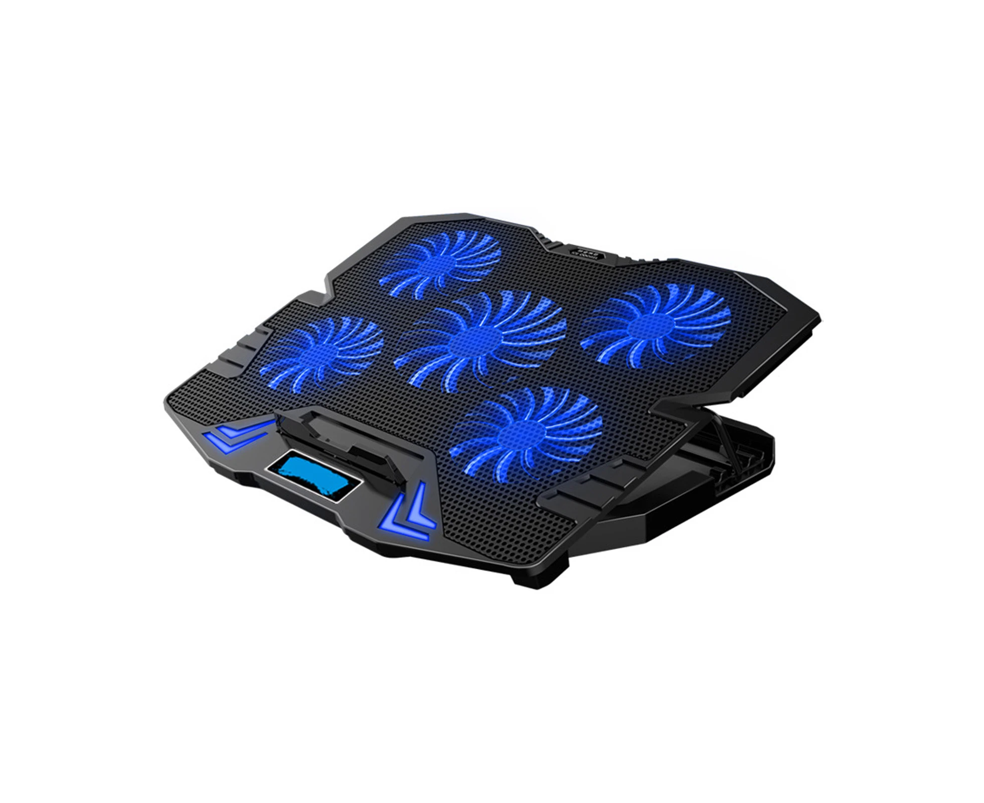 K5 Laptop Cooling Pad Five Fans Comfort Angle Dual USB Ports Adjustable Wind Speed Laptop Cooler for Notebook - Blue