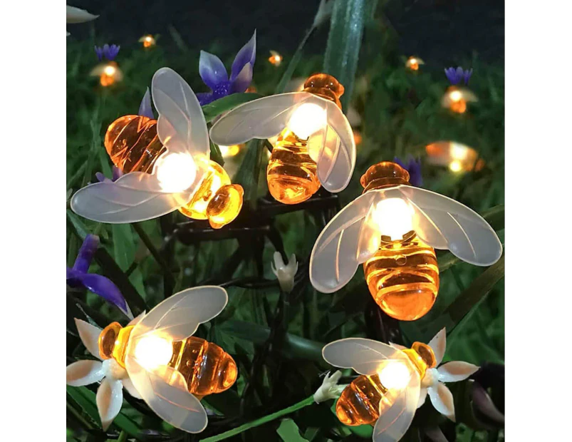 Solar String Lights 20LED Outdoor Waterproof Simulation Honey Bees Decor for Garden Xmas Decorations Warm White