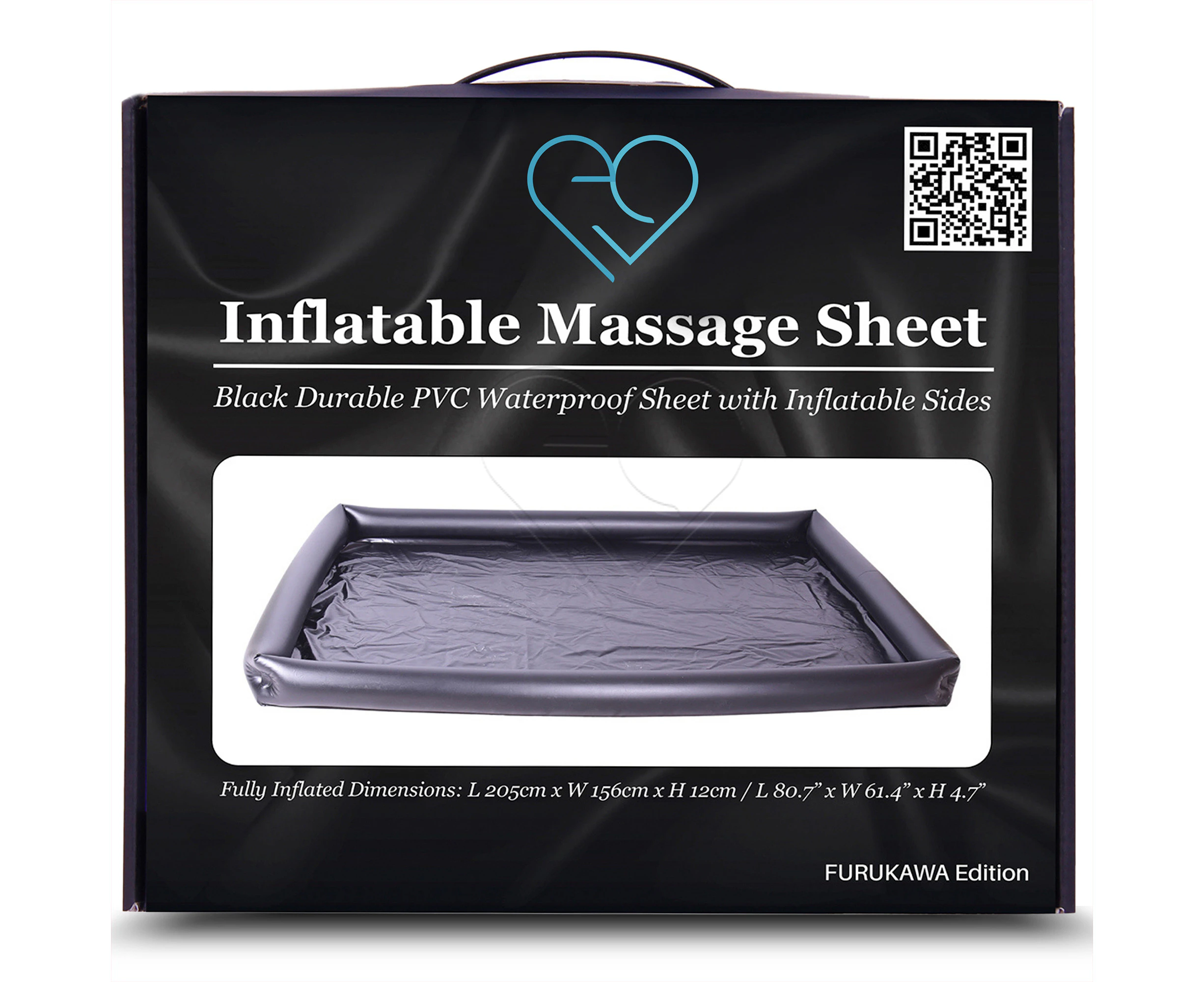 Eroticgel Black Inflatable Waterproof Massage Sheet 205cm x 156cm x12cm (80.7″ x 61.4″ x 4.7″)