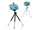 360 Degree Rotatable Stand Tripod Mount + Phone Holder For iPhone Samsung HTC-Black