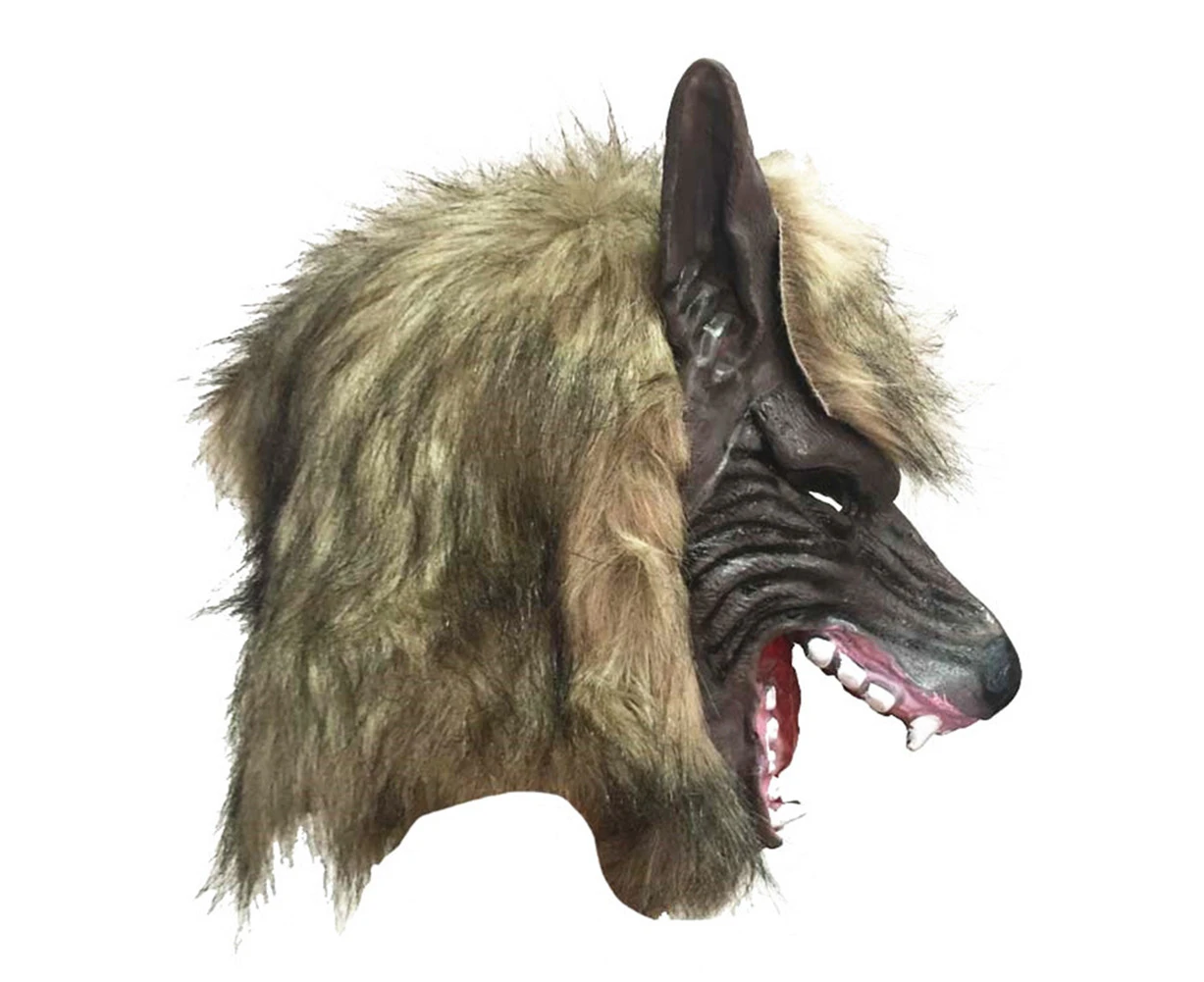 Halloween Horror Savage Wolf Head Mask Masquerade Fluffy Headgear Decoration-4