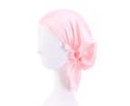 Women Hat Simple Elastic Lightweight Windproof Smooth Surface Satin Fabric Adjustable Skull Beanies for Daily Wear - Pink
