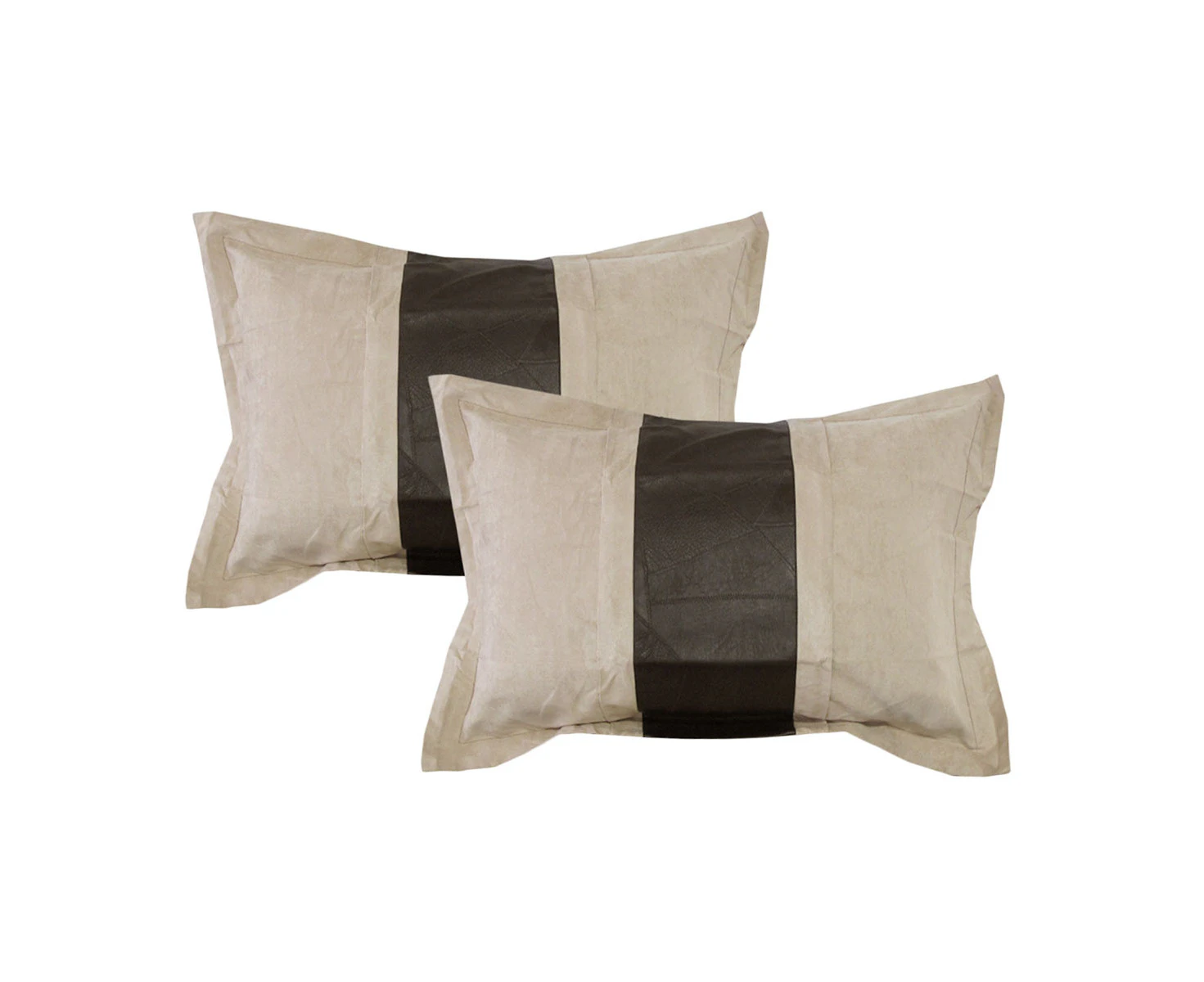 Phase 2 Pair of Studio Faux Suede/Faux Leather Standard Pillowcases 48 x 73 cm