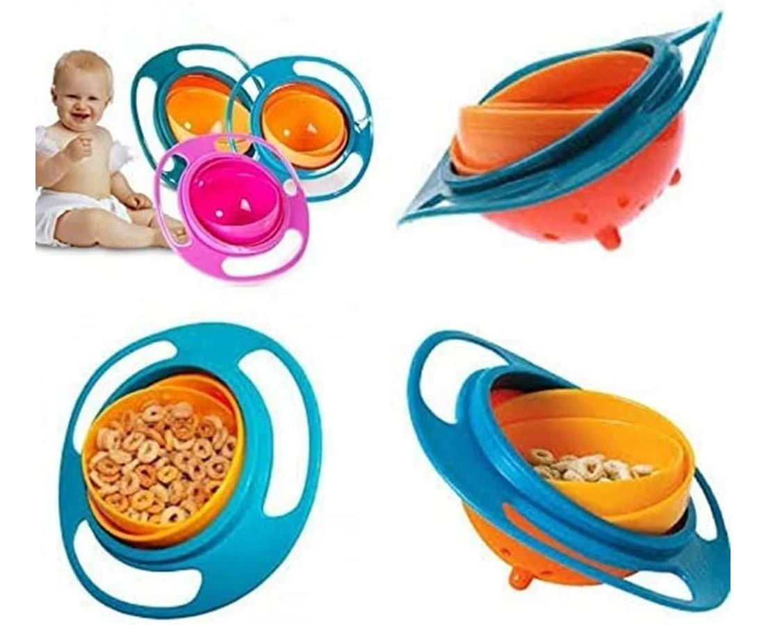 Magic Bowl 360 Degree Rotation Spill Resistant Gyro Bowl With Lid For Toddler Baby Kids Children