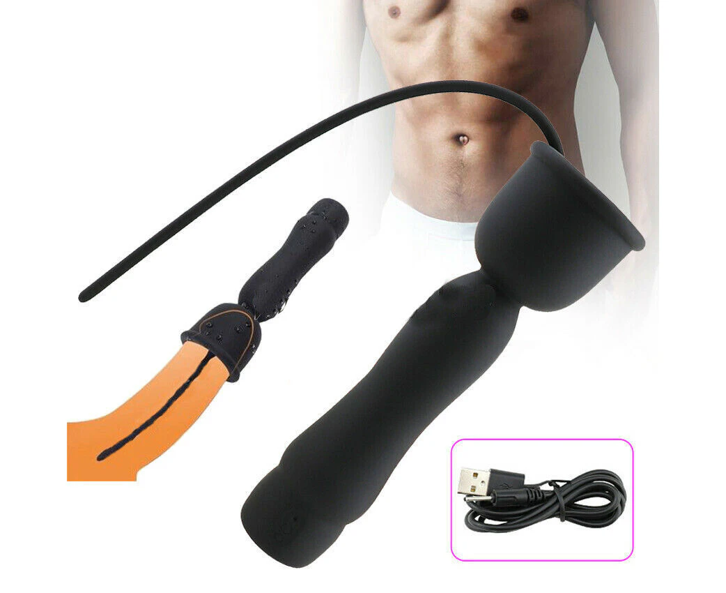 USB 10 Speed Male Penis Plug Vibrator Stretcher Urethral Anal Butt Plug Sex Toys