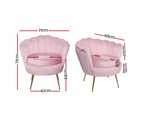 Armchair Lounge Chair Accent Armchairs Retro Single Sofa Velvet Pink