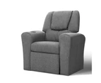 Kids Recliner Chair Grey Linen Soft Sofa Lounge Couch Children Armchair