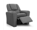 Kids Recliner Chair Grey Linen Soft Sofa Lounge Couch Children Armchair
