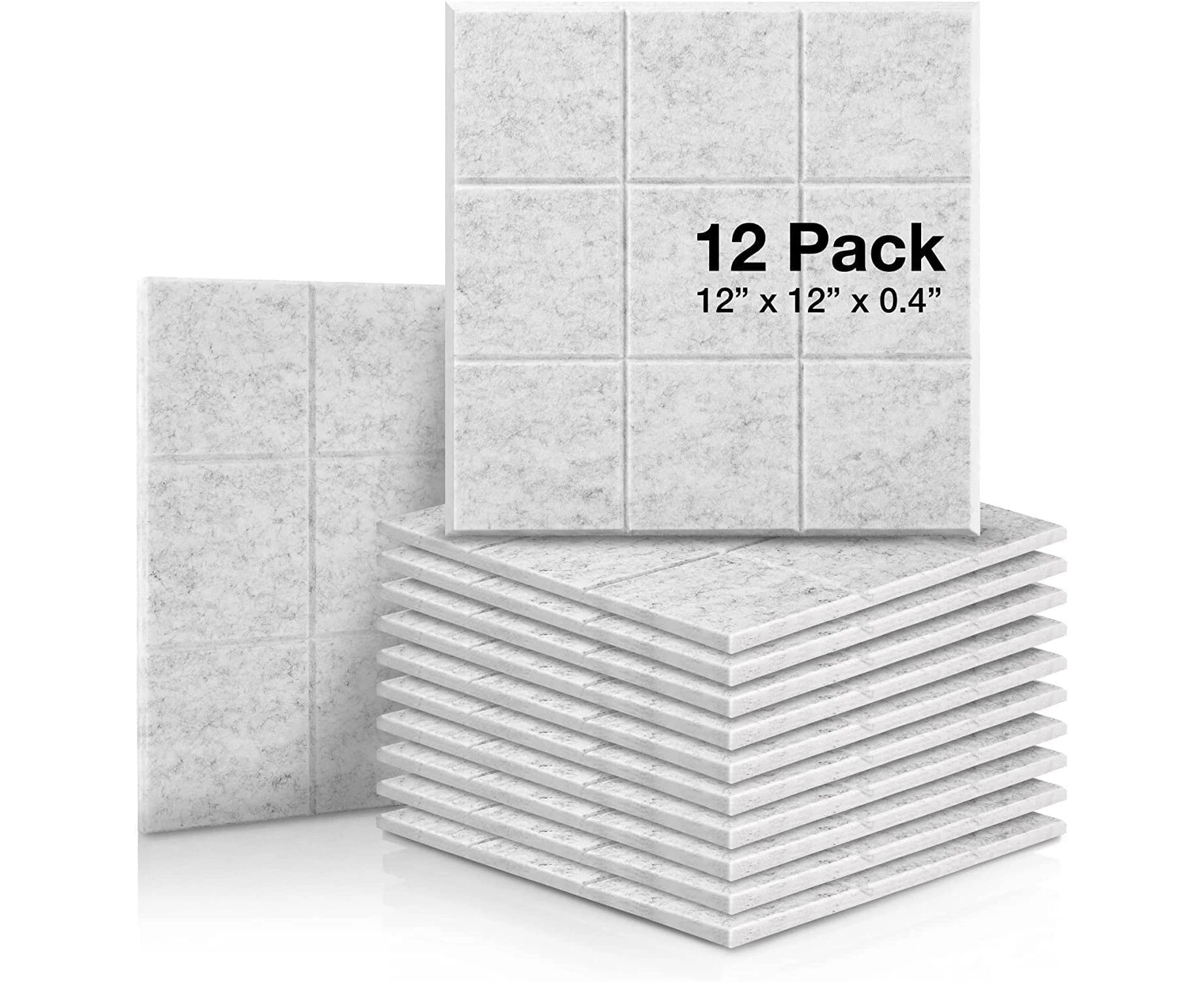 iDEER LIFE Acoustic Foam 12Pcs Sound Absorbing Panels Wall Tiles (Large Square Shape (White)