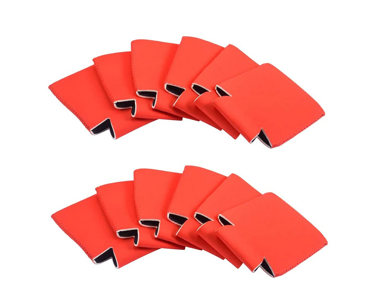 12 pcs Sleeves Bottle Sleeves Foldable Can Sleeves Protective Sleeves，Can Sleeves for Standard Cans Blank Beer Coolers - Red