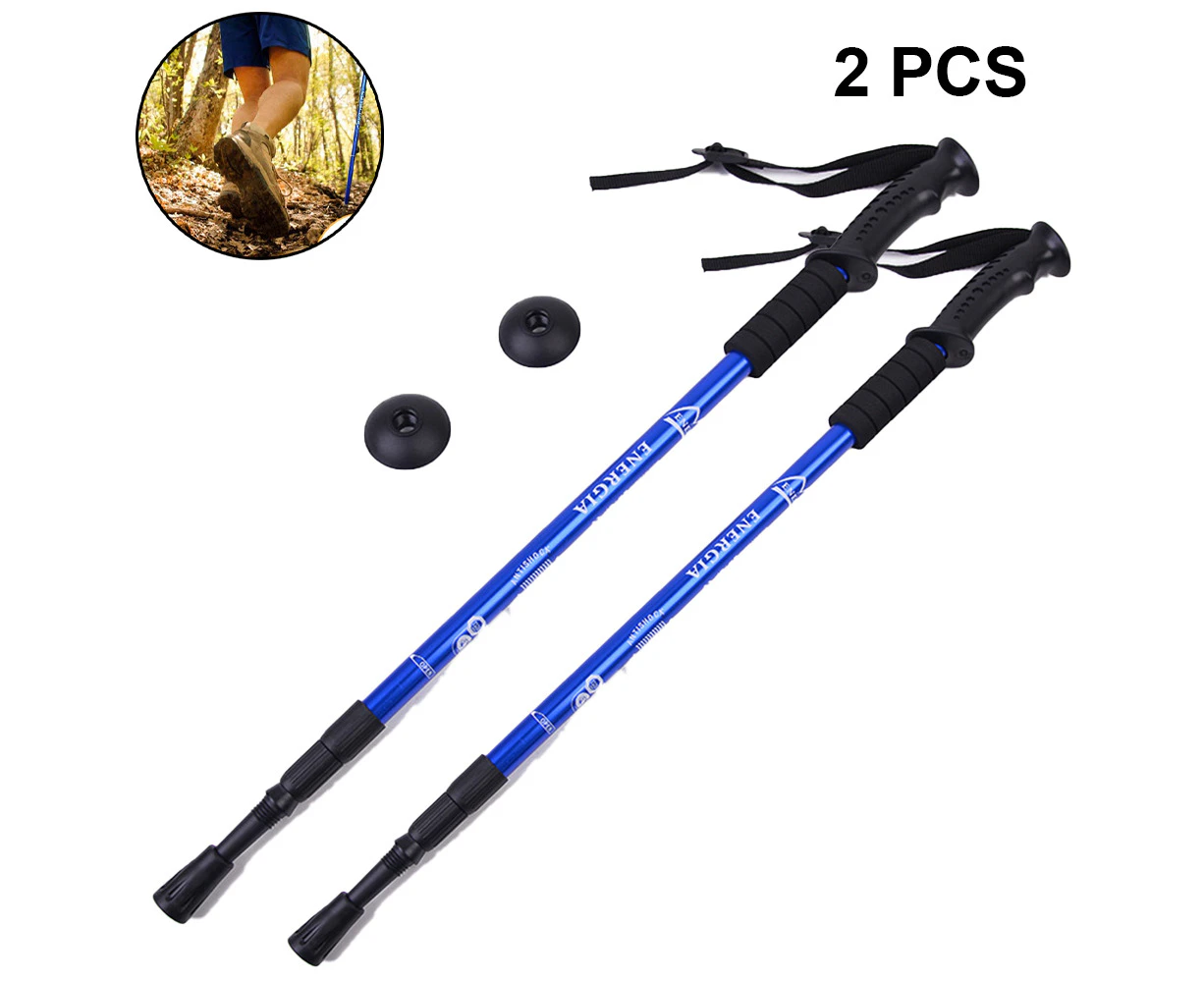 Hiking Trekking Poles, 2 Pack Collapsible,Lightweight, Anti Shock, Hiking or Walking Sticks,Adjustable Hiking Pole for Men and Women-Blue-Trekking poles