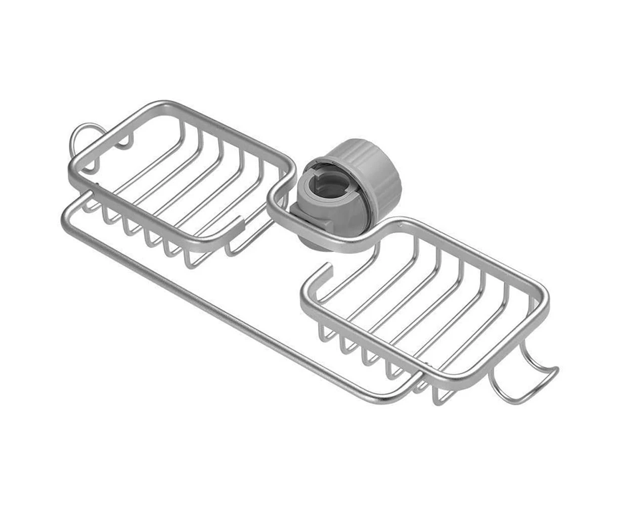 Over Faucet Hanging Faucet Drain Rack Sink Organizer-Silver