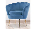 Armchair Chair Shell Scallop Velvet Matching Ottoman Footstool -NY