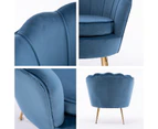 Armchair Chair Shell Scallop Velvet Matching Ottoman Footstool -NY