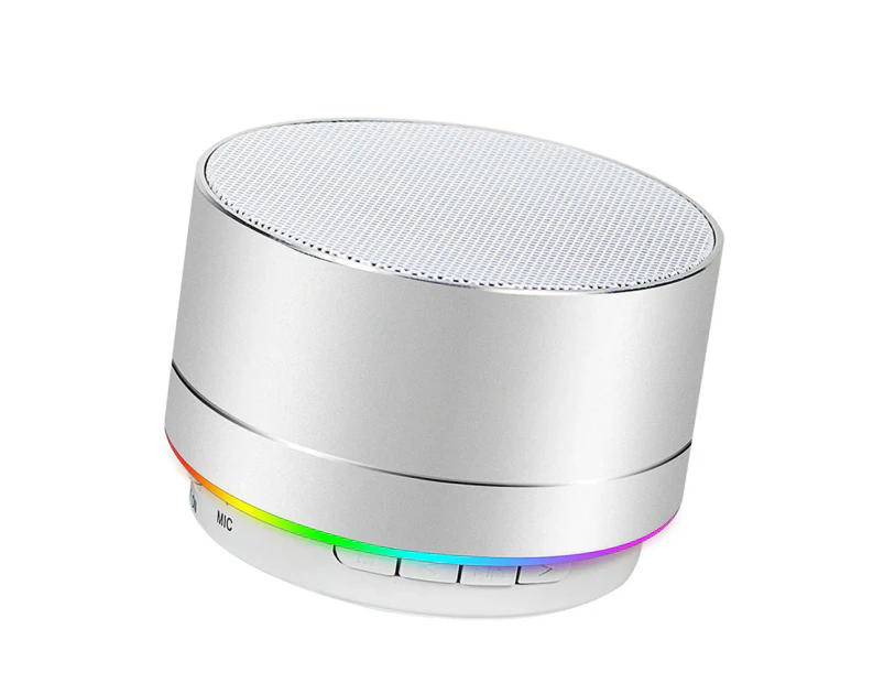 Wireless Mini LED Best Multi-Function Portable Indoor Outdoor Stereo Bluetooth Speakers - Silver